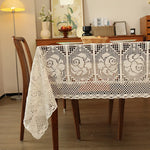 nappe coton fleur brodée table manger mariage fête noël classique floral beigeclair rustic