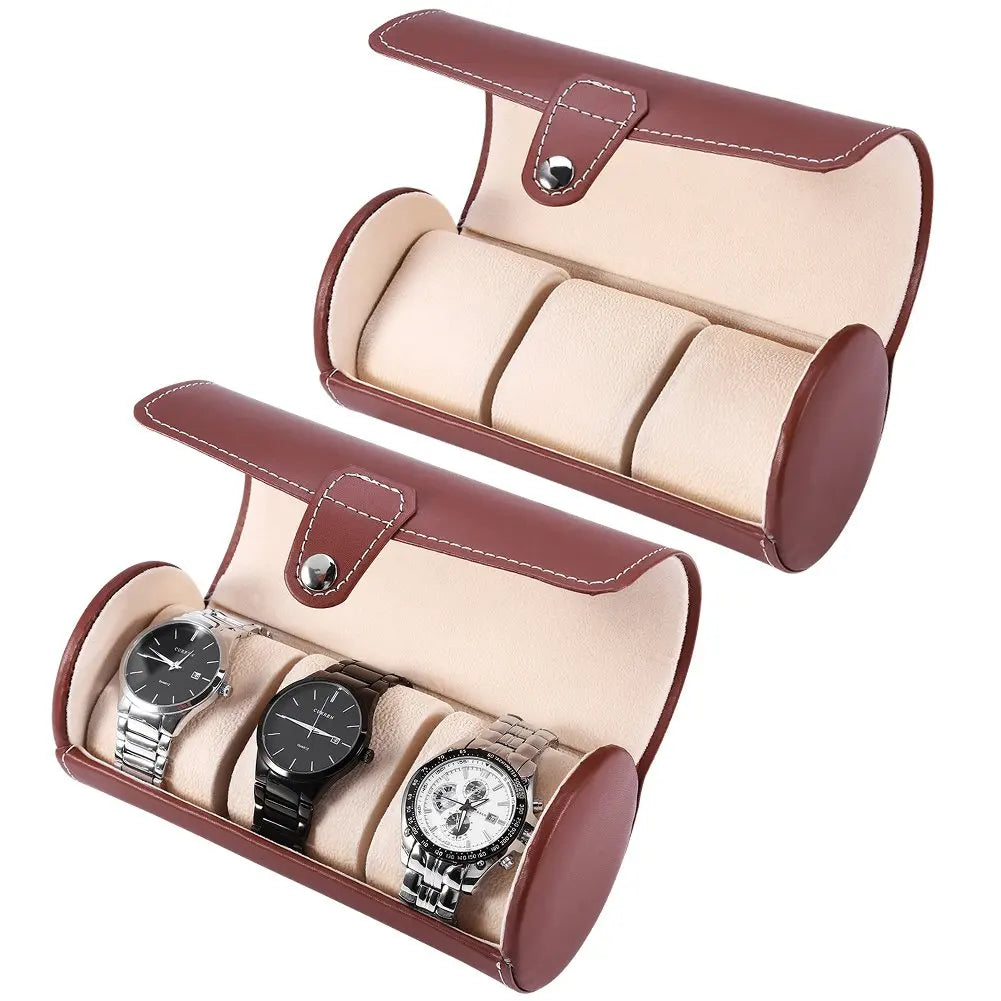 boîte montres cuir noir beige moderne compartiments boucle métallique simili cuir opacité