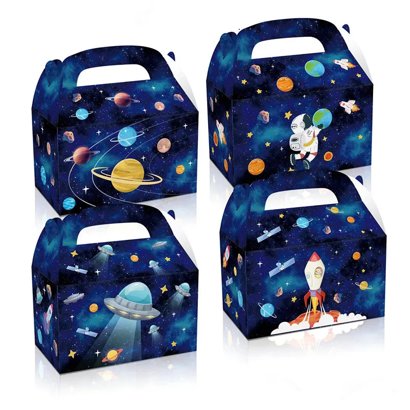 boîtes bonbons système solaire planètes astronautes sacs cadeaux enfants anniversaire noël mariage illustration