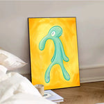 toile d'art moderne abstraite calmar dessin animé verte jaune impression sans cadre chambre salon