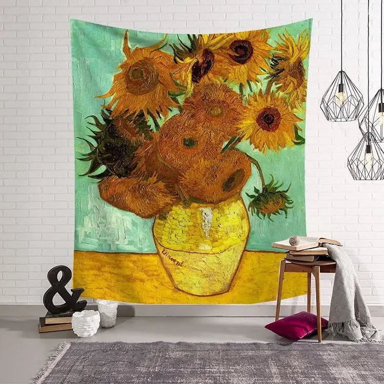 tapisserie murale décoration chambre van gogh tournesol nuit étoilée tissu artistique grand