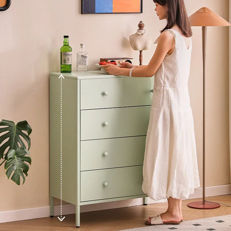 armoire tiroirs blanc moderne verre translucide poignées blanches pieds noirs