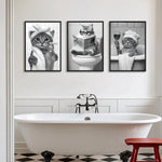 affiche moderne toile imprimée chats humoristiques salle bains toilettes décoration mur sans cadre