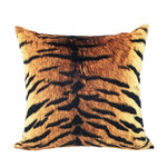 taie d'oreiller tigre léopard feuilles tropicales moderne housse coussin velours noir moutarde décoration salon