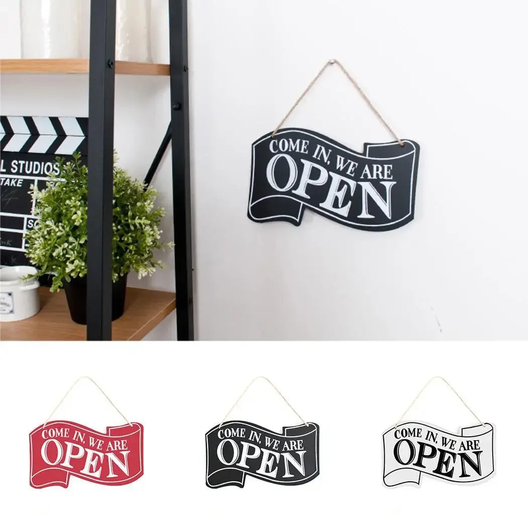 panneau ouverture fermeture lettrage come in we are open sorry we are closed cordelette