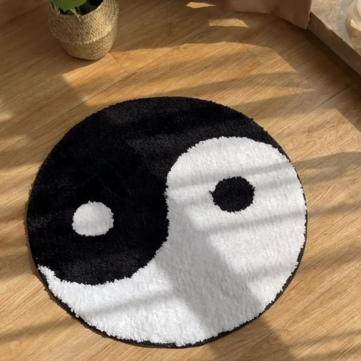 tapis yin yang noir blanc doux moderne minimaliste imperméable antidérapant salon chambre