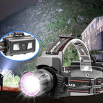 lampe frontale uv 395nm led rechargeable zoomable noir violet blanc