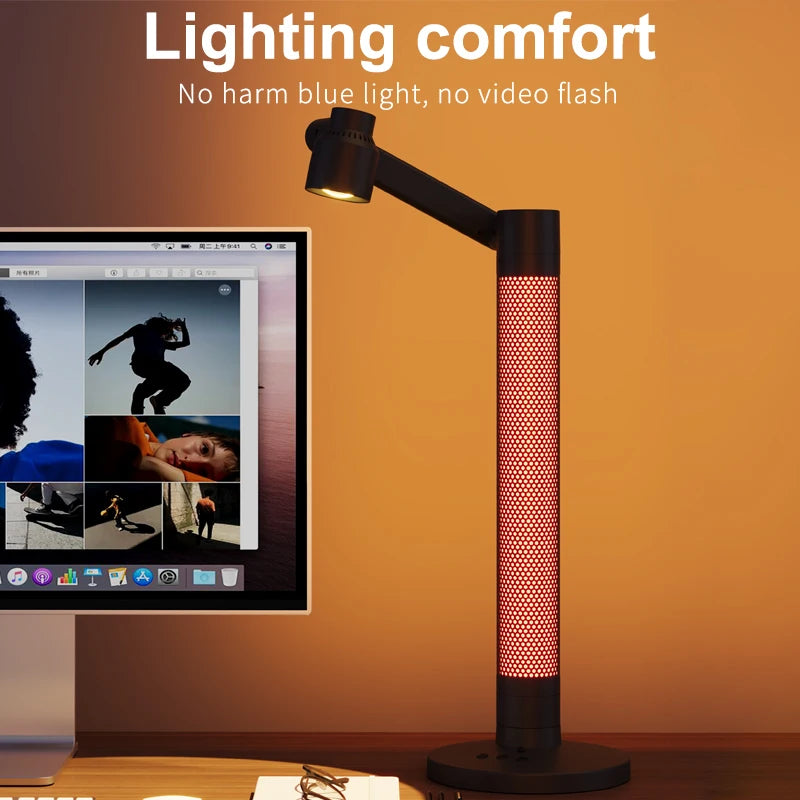 Lampe de lecture LED rotative connectée WiFi bleue en rotation