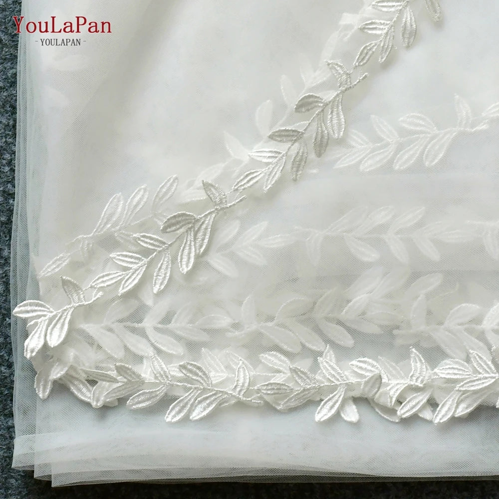 voile mariée blanc broderie feuilles transparente classique clips femme wedding veil