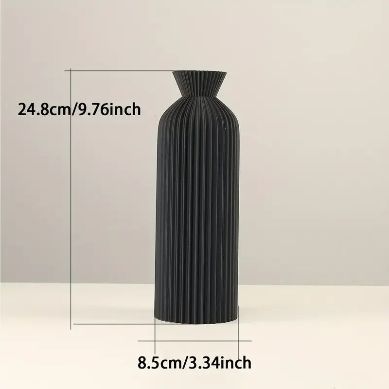 vases noirs beiges rayures modernes fleurs séchées intérieur table salon decoration xs