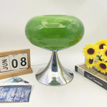 lampe table moderne verre opalescent couleurs vives vert orange rose jaune base métallique prise