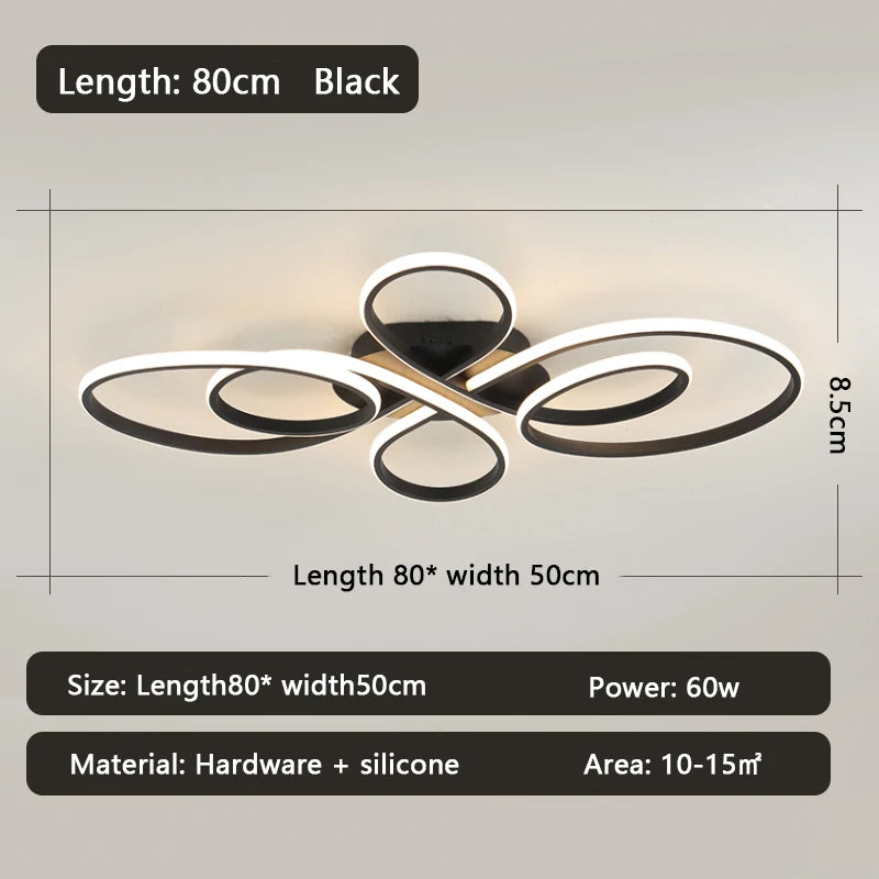 lampe led contemporaine minimaliste abstrait noir blanc fluides