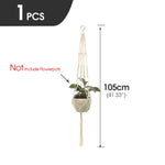 support plante suspendue macramé blanc fait main décoration jardin intérieur boho corde coton