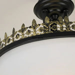lampe vintage classique noir motif floral doré opale éclairage quotidien led e27