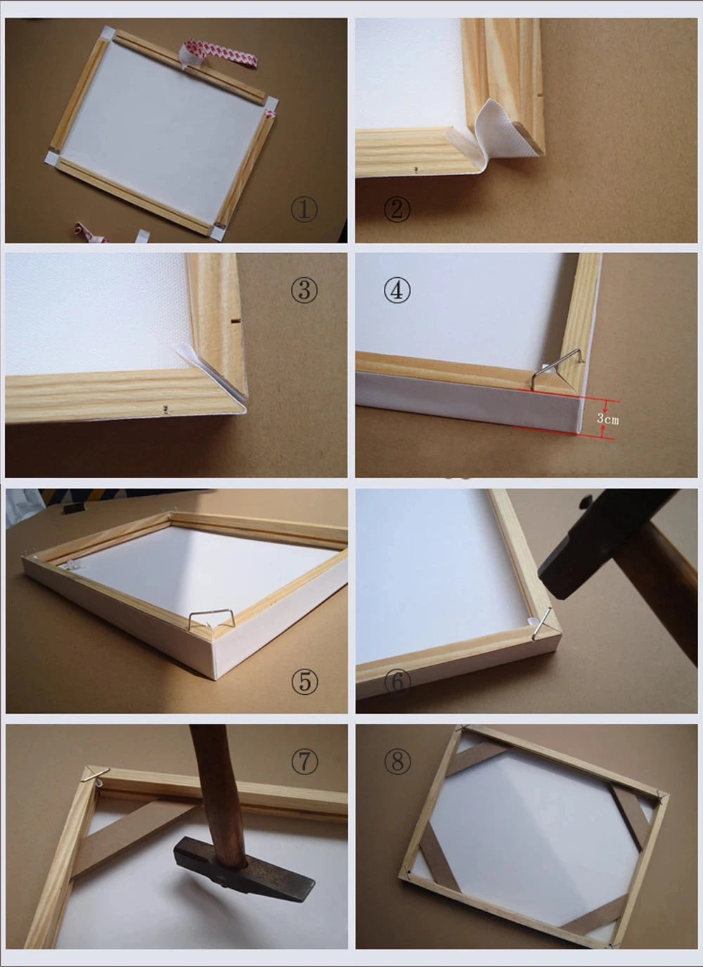 cadre photo bois assemblage moderne rectangle table mur décoration affiche impression toile