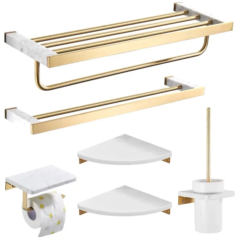 porte serviettes mural or marbre moderne double simple angle brosse wc