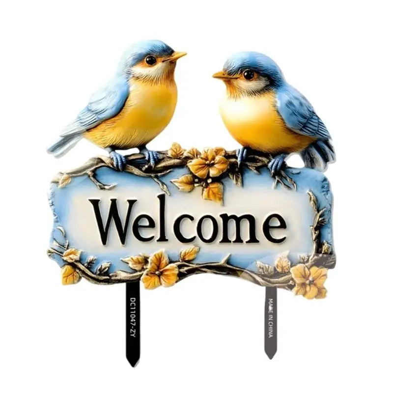 panneau decoratif escargots oiseaux cartoon eyelets exterieur jardin ornement adresse