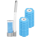 brosse toilette jetable tête interchangeable adhésif moderne blanc bleu granuleux 40cm conteneur