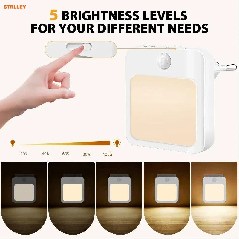 lampe nuit led blanc moderne prise murale interrupteur rotatif sans fil détecteur mouvement chambre