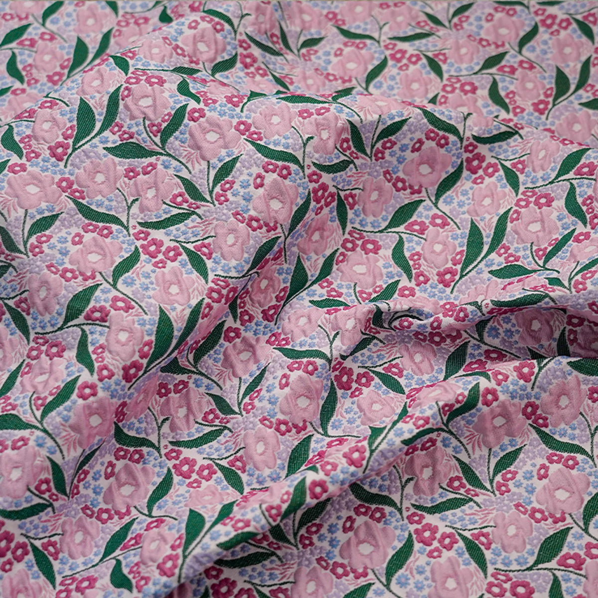 tissu polyester jacquard floral rose vert veste jupe sac main bohème vintage matériaux bricolage