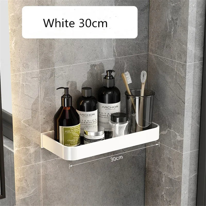 étagère murale salle bain blanche aluminium porte serviette porte brosse dents