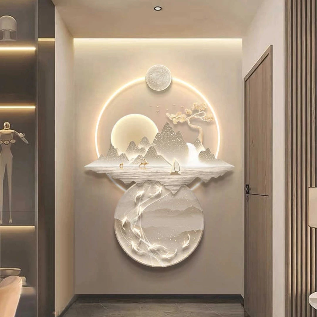 Applique murale LED moderne avec paysage peinture pour salon