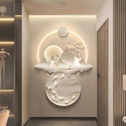 décoration murale lumineuse paysage montagneux lumière blanche cerfs cascade zen