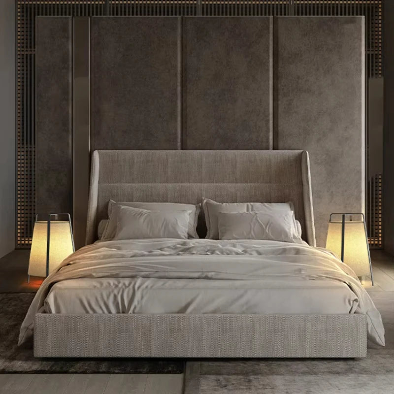 lampe table moderne lin beige noir structure métal minimaliste zen