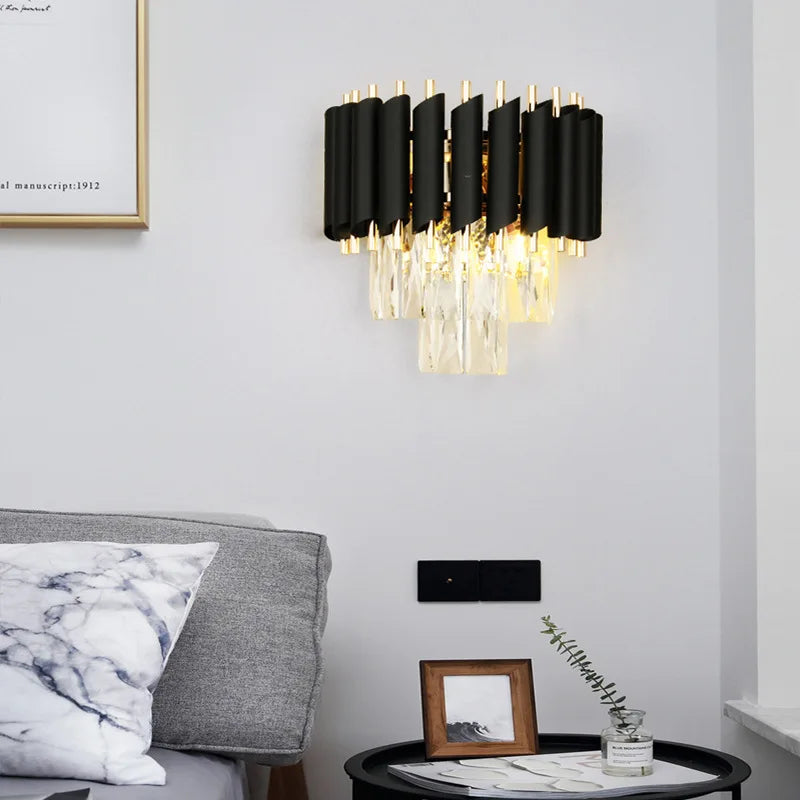 applique murale moderne élégante noir doré ronds lisses chambre couloir escalier led