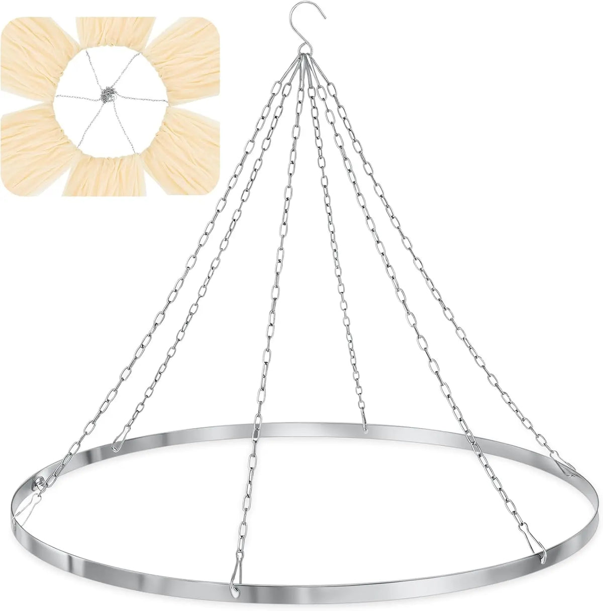 suspension rideau kit argenté moderne 14 chaînes 30cm diamètre 24 pouces
