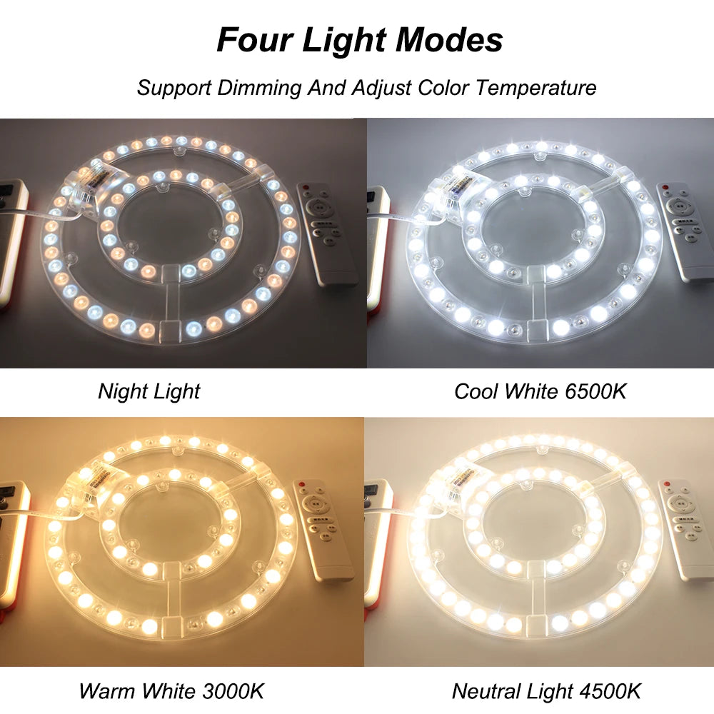 Panneau led blanc circulaire moderne aimant télécommande 60w 72w 80w 100w