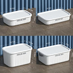 boîtes rangement plastique bleu blanc jaune rayures poignées couvercle moderne respectueux environnement