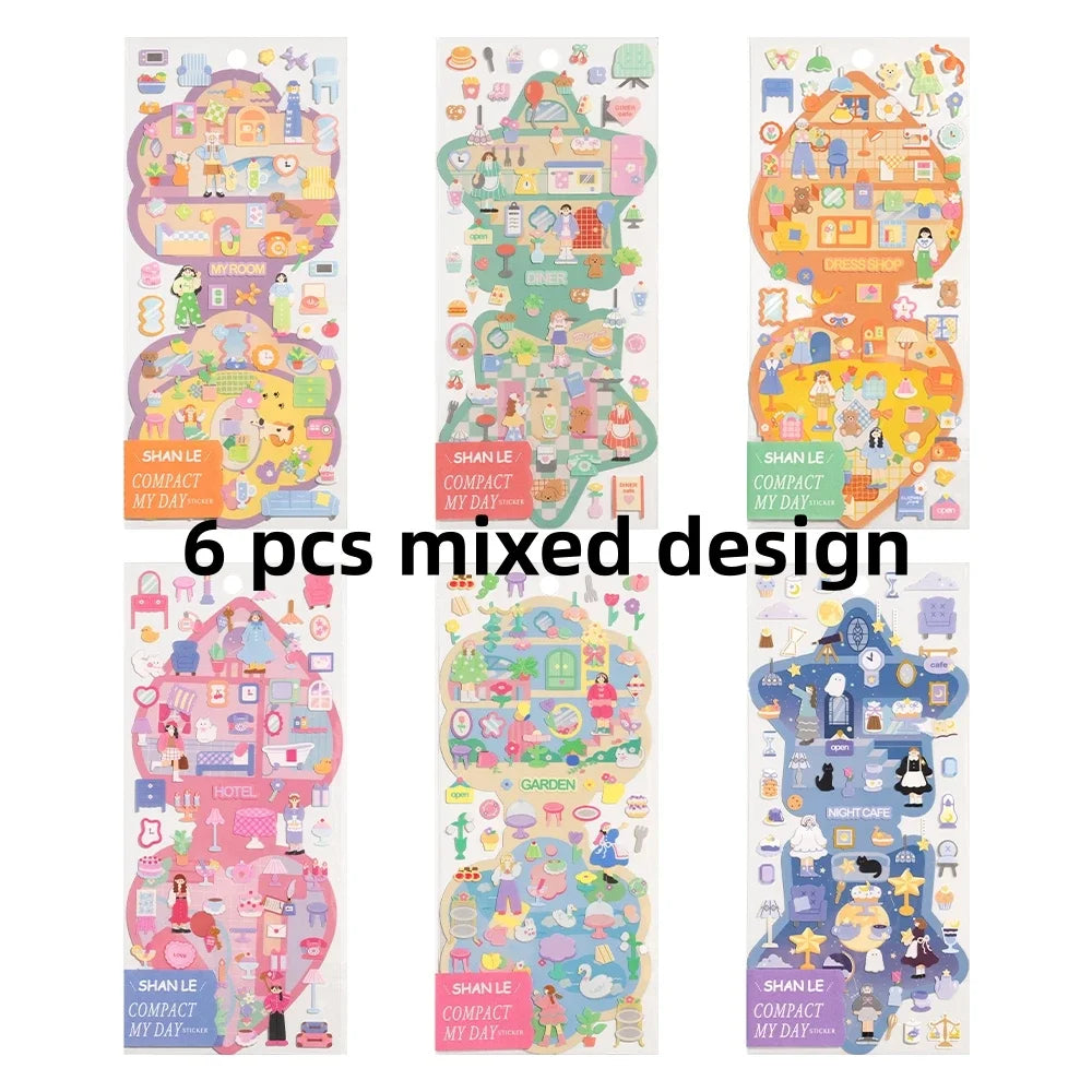 autocollants 3D cartoon mignon personnages animaux objets divers couleur rose vert bleu blanc jaune