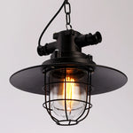 lampe suspendue industrielle noir grille métallique salon chambre bar étanche rétro