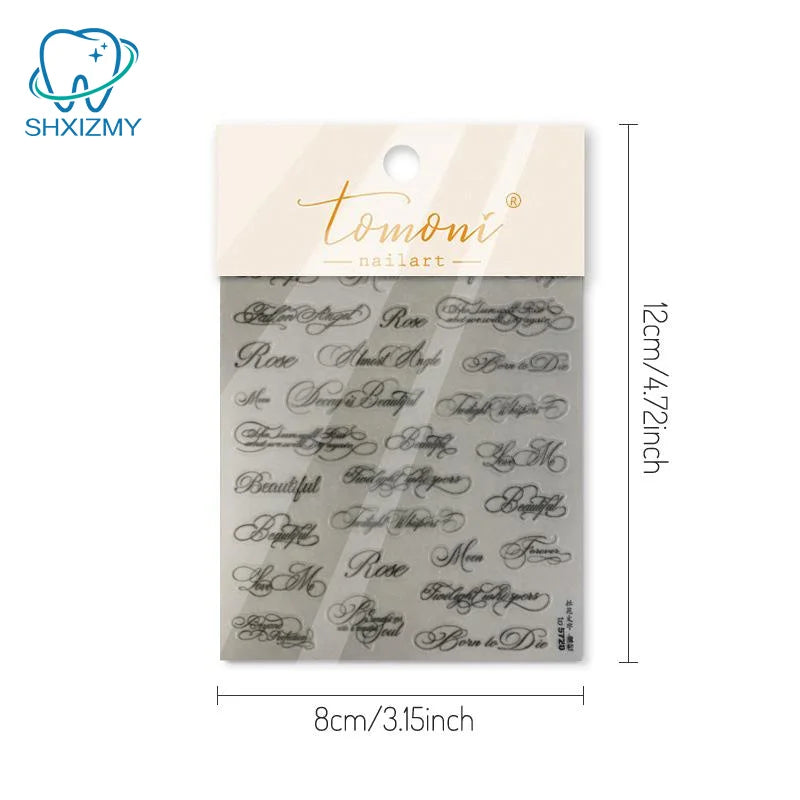 sticker ongle noir calligraphie vintage adhésif transparent pinceau pince ongles DIY manucure erotique erotique
