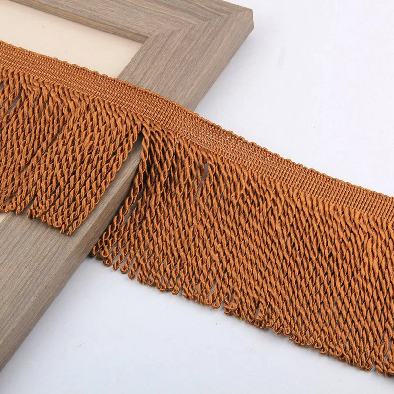 ruban franges or beige olive marron tissé classique 12cm largeur 12mètres polyester écologique decoration