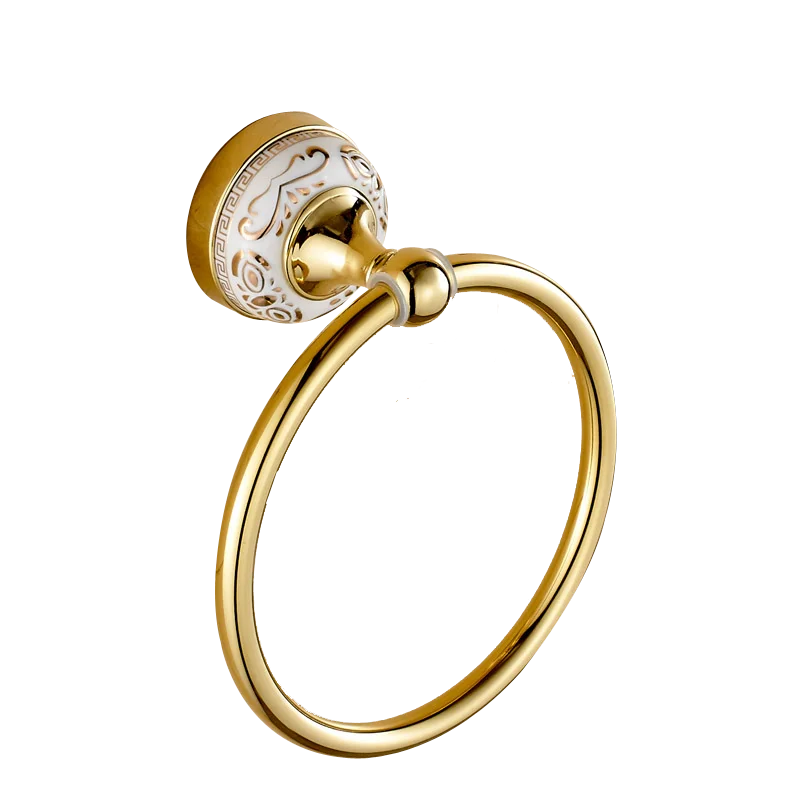 accessoires salle bain doré ornements floraux classique porte serviettes porte roulons fixations