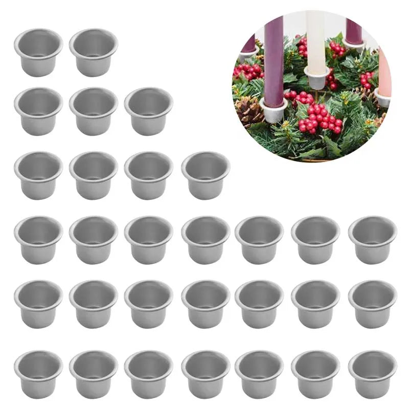 supports bougies argentés rose beige marron cannelés décoration noël branches baies decoration festive maison