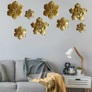 décoration murale florale or rose bleu gris relief texturé moderne