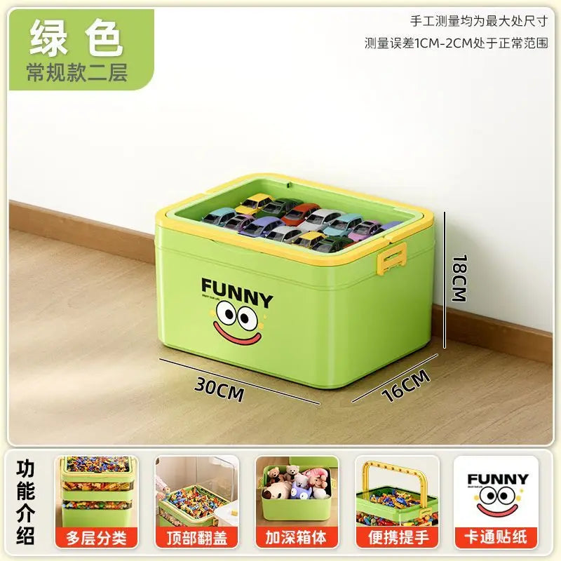 boîtes rangement jouets vert rose bleu motif funny souriant contemporain pratique triangles carrés