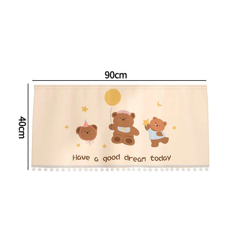 bannière décoration porte fenêtre motif carreaux fruits animaux kawaii enfant 95x45cm