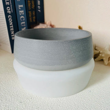 moule silicone forme bol texturé béton gris blanc bleu moderne industriel bougie fleurs séchées