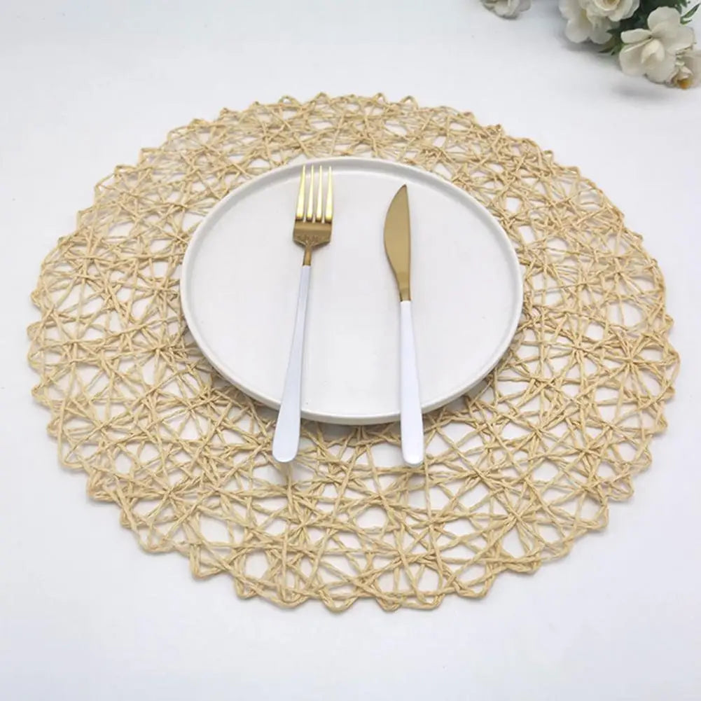 placemats tissés modernes beige rouge marron rose clair géométriques 38cm