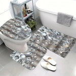 rideau douche moderne diamants gris blanc tapis antidérapant ensemble pièces crochets