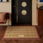tapis moderne décoratif imperméable antidérapant bordure colorée spread the love extérieur entrée beige vert