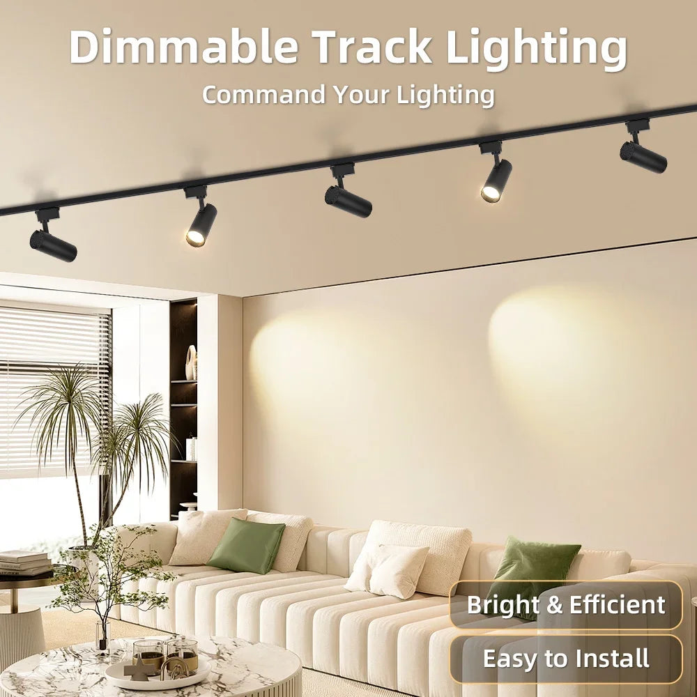 Éclairage traînée LED réglable moderne noir blanc clips rond lisse 20W