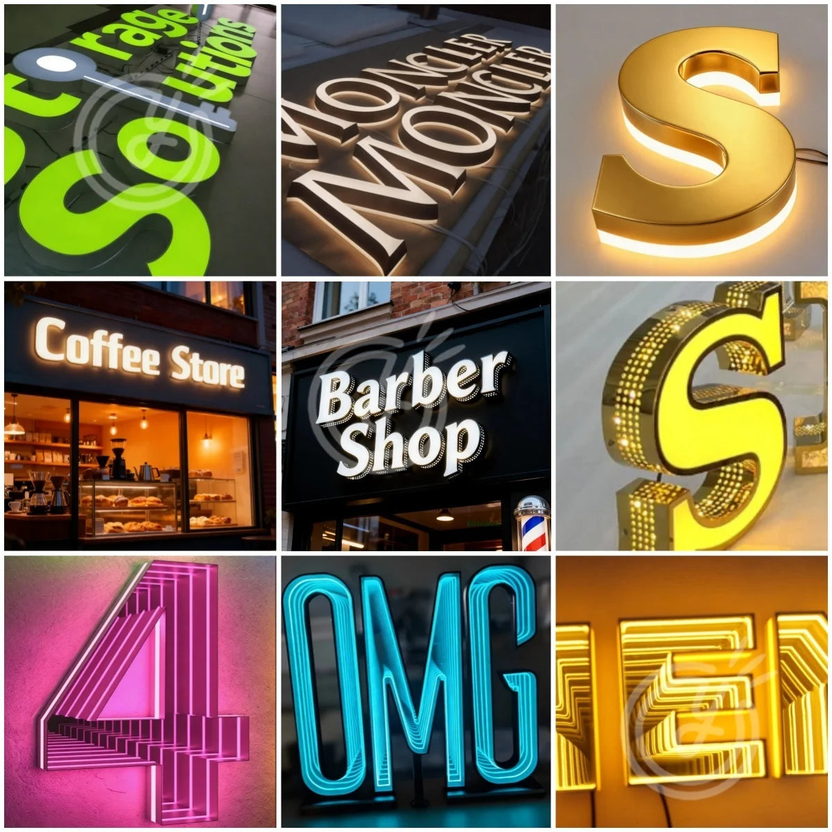 lettres lumineuses personnalisables modernes relief multicolores adhésives décoration murale extérieureentreprise