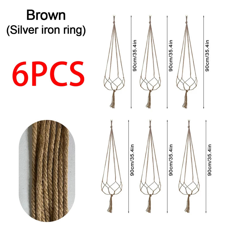 support plante suspendue macramé boho fibre végétale beige blanc noir artisanal