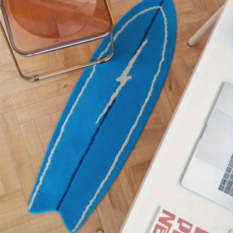 tapis moderne surf bleu rayures antidérapant polyester extérieur intérieur doux chambre coucher