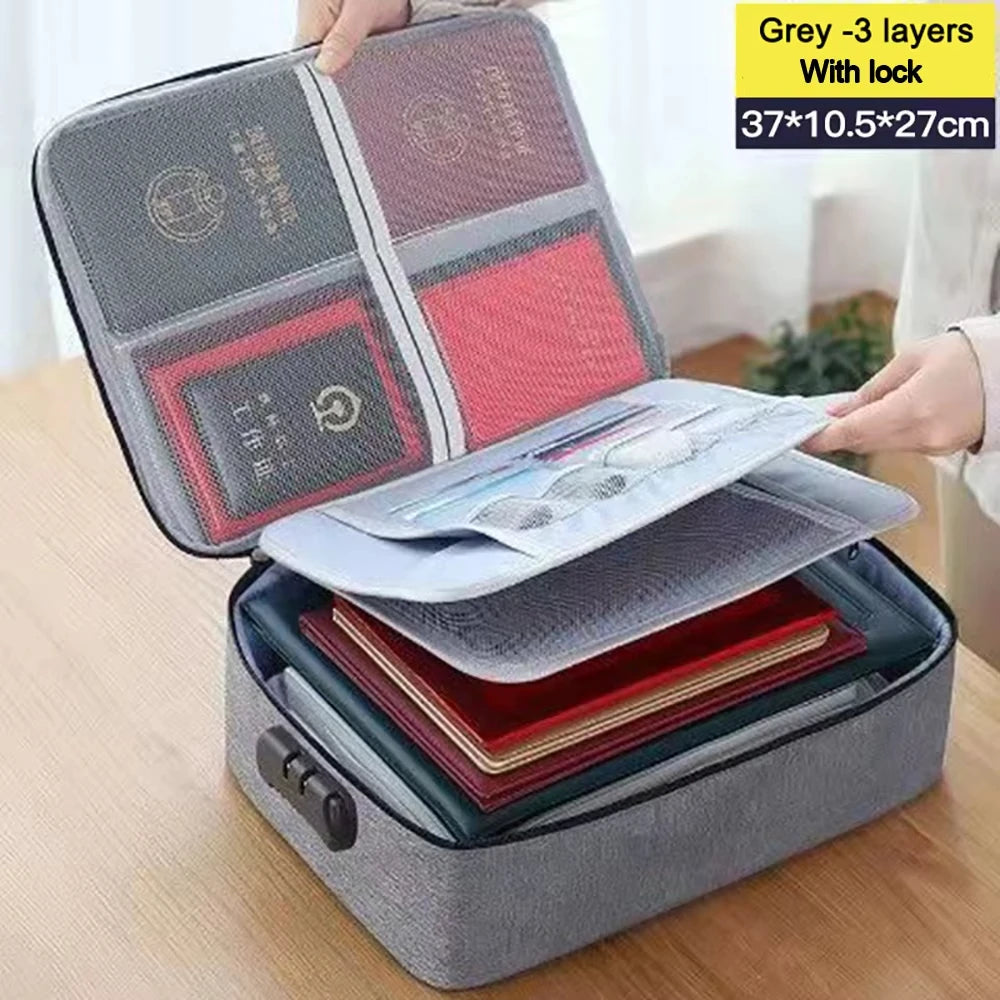 valise rangement noir tissu texturé moderne poignée amovible fermeture glissière serrure combinée portable officeécole